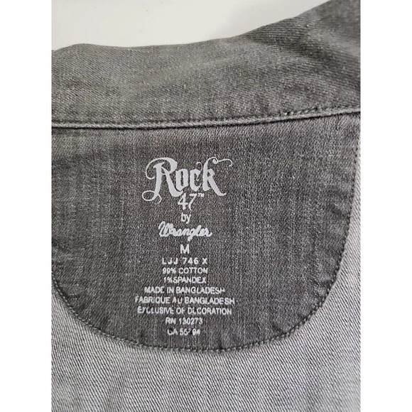Rock 47 By Wrangler ~Woman Size M~ Gray Denim Jean Motorcycle Jacket Zip-Up. - Picture 2 of 12